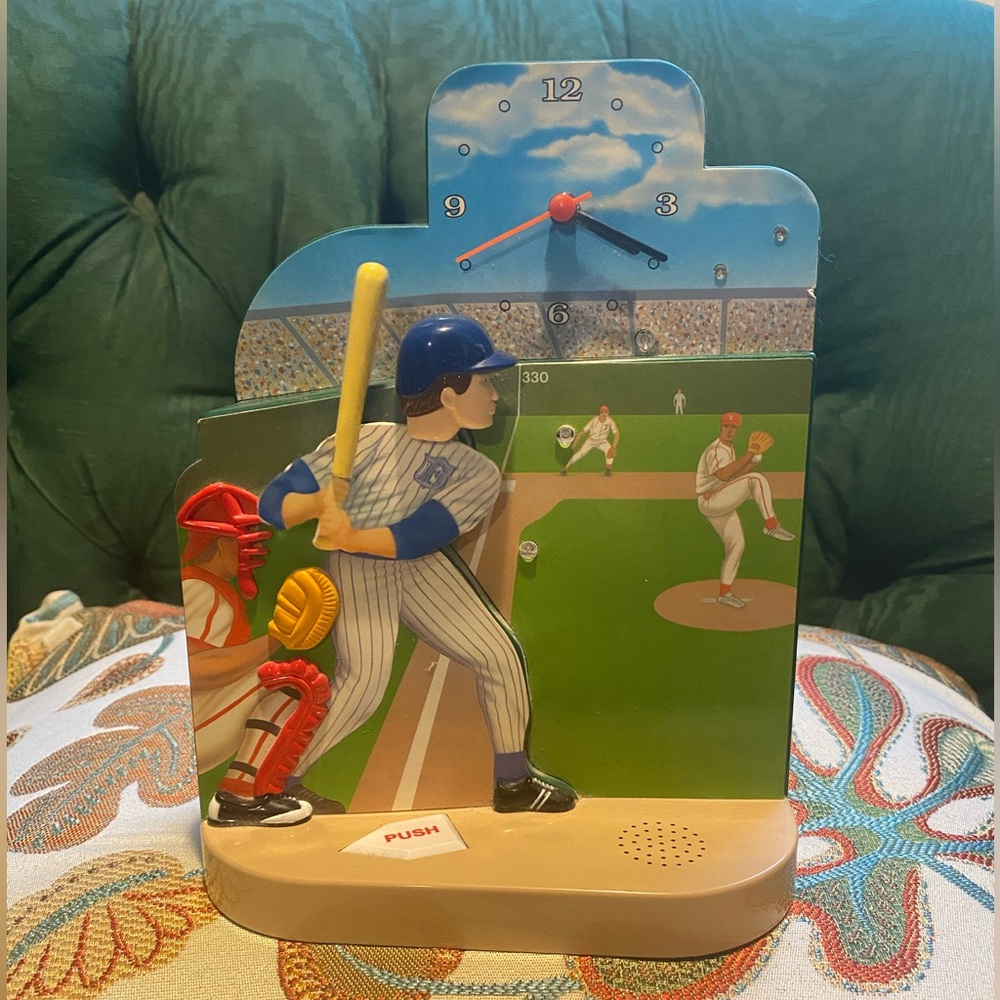Vintage Baseball Themed Clock with Player Design